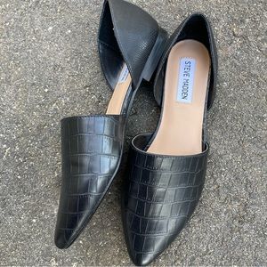 Steve Madden women’s talent flat crocodile D’orsay  shoes size 8.5 black